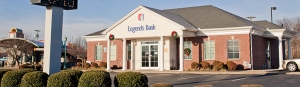 A photo of the front of the Legends Bank branch building located at 140 Dover Road in Clarksville, Tennessee