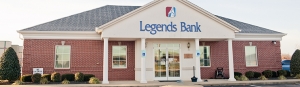 A photo of the front of the building of the Legends Bank branch building located on 1814 Tiny Town Road in Clarksville, Tennessee